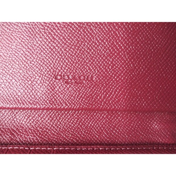 Coach Cross-grain Leather Wallet Wristlet Maroon Red F58053 - Picture 5 of 7